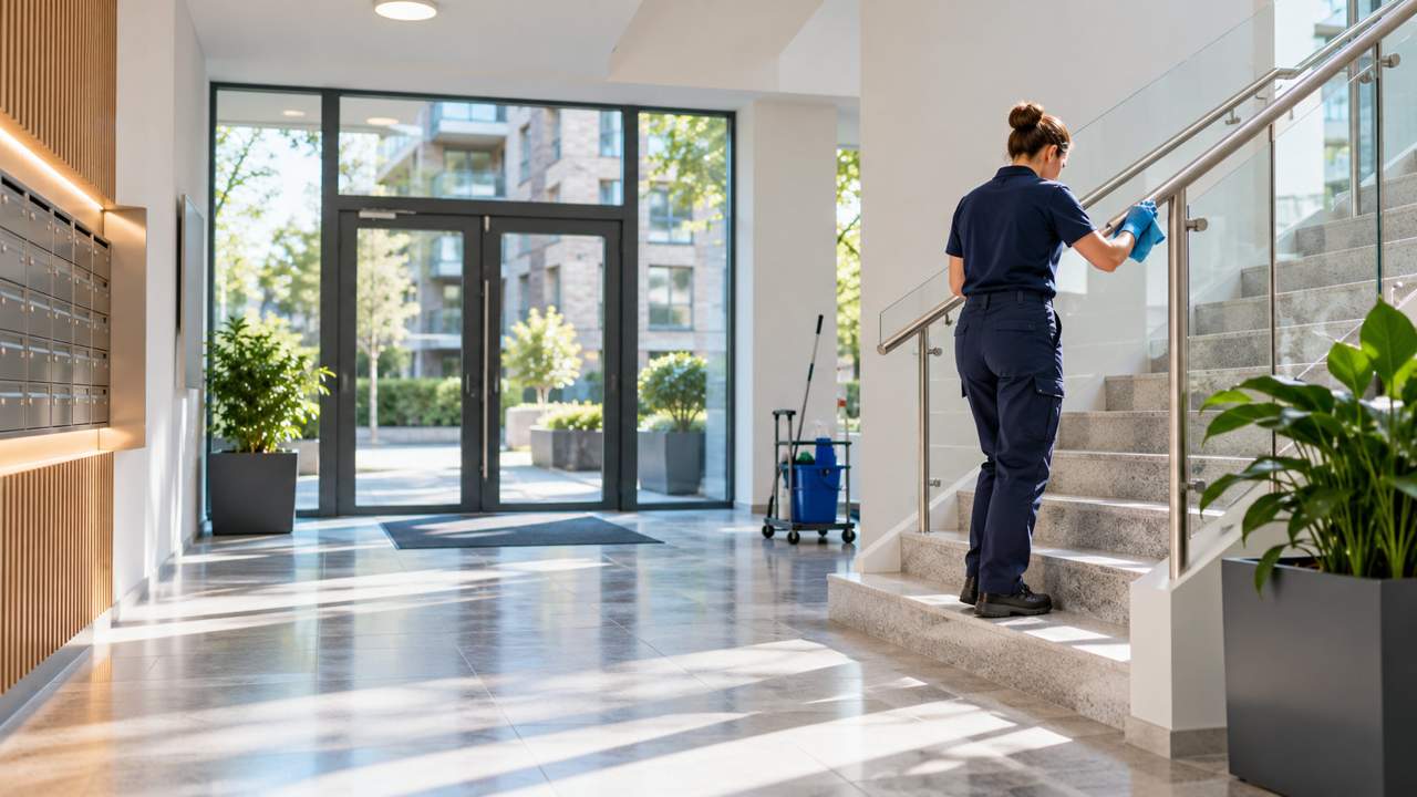 Professionele schoonmaak van een wooncomplex